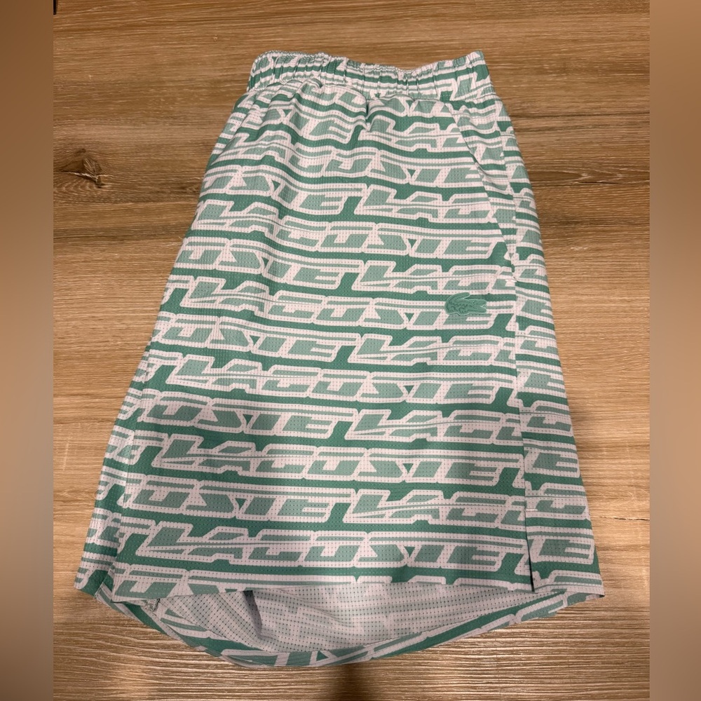 Lacoste Green and White Swim Trunks